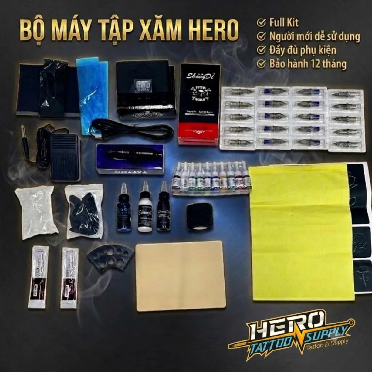 Bộ tập xăm 15 món đồ