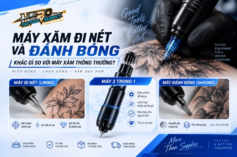 máy xăm đi nét và đánh bóng