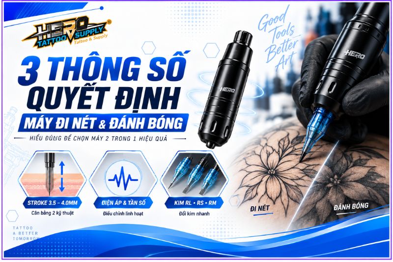 máy xăm đi nét và đánh bóng